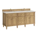Lorelai 72" Double Vanity, Light Natural Oak, w/ 3 CM Siberian Silestone Top