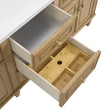 Lorelai 72" Double Vanity, Light Natural Oak, w/ 3 CM Siberian Silestone Top