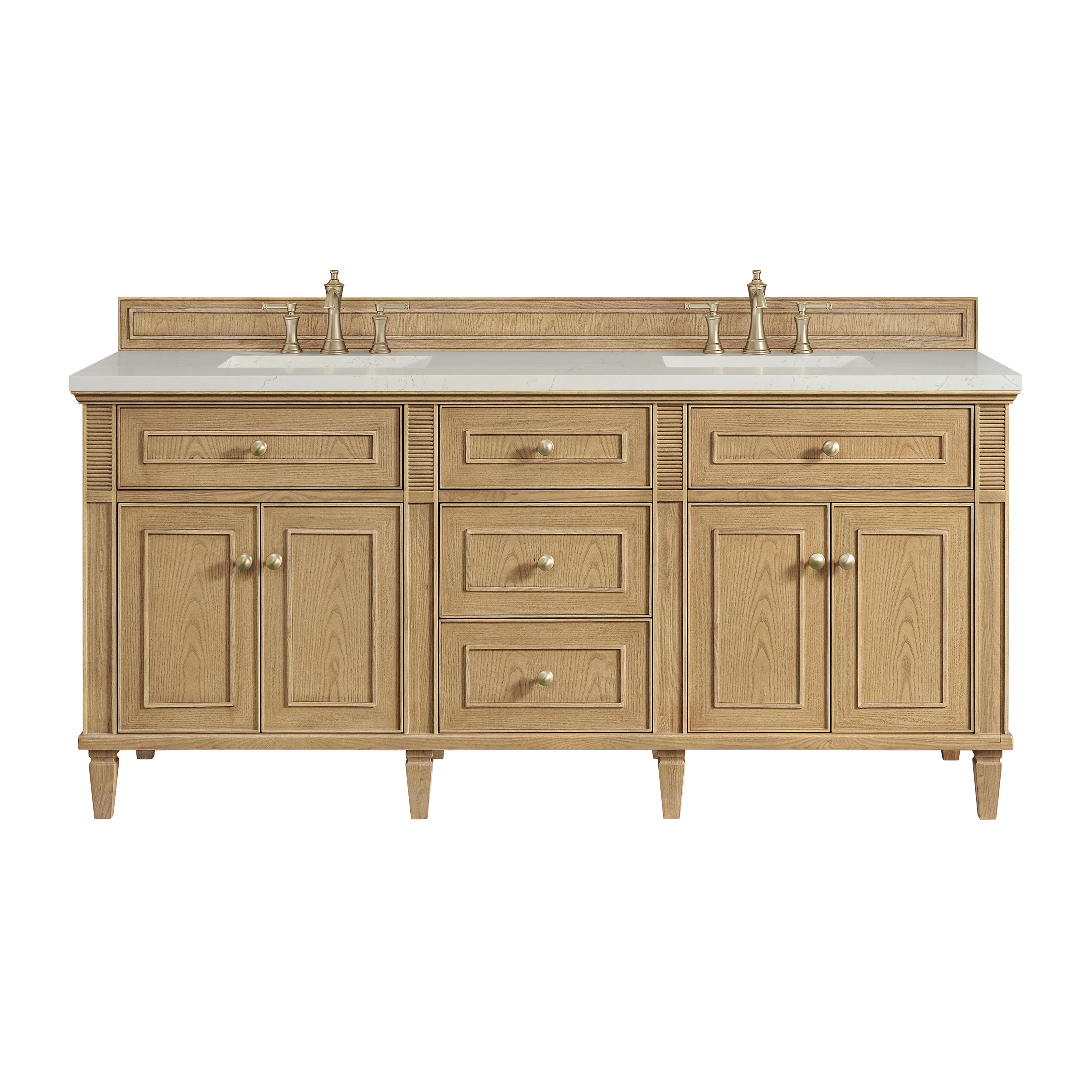 Lorelai 72" Double Vanity, Light Natural Oak, w/ 3 CM Siberian Silestone Top
