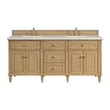 Lorelai 72" Double Vanity, Light Natural Oak, w/ 3 CM Siberian Silestone Top