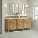 Lorelai 72" Double Vanity, Light Natural Oak, w/ 3 CM Siberian Silestone Top