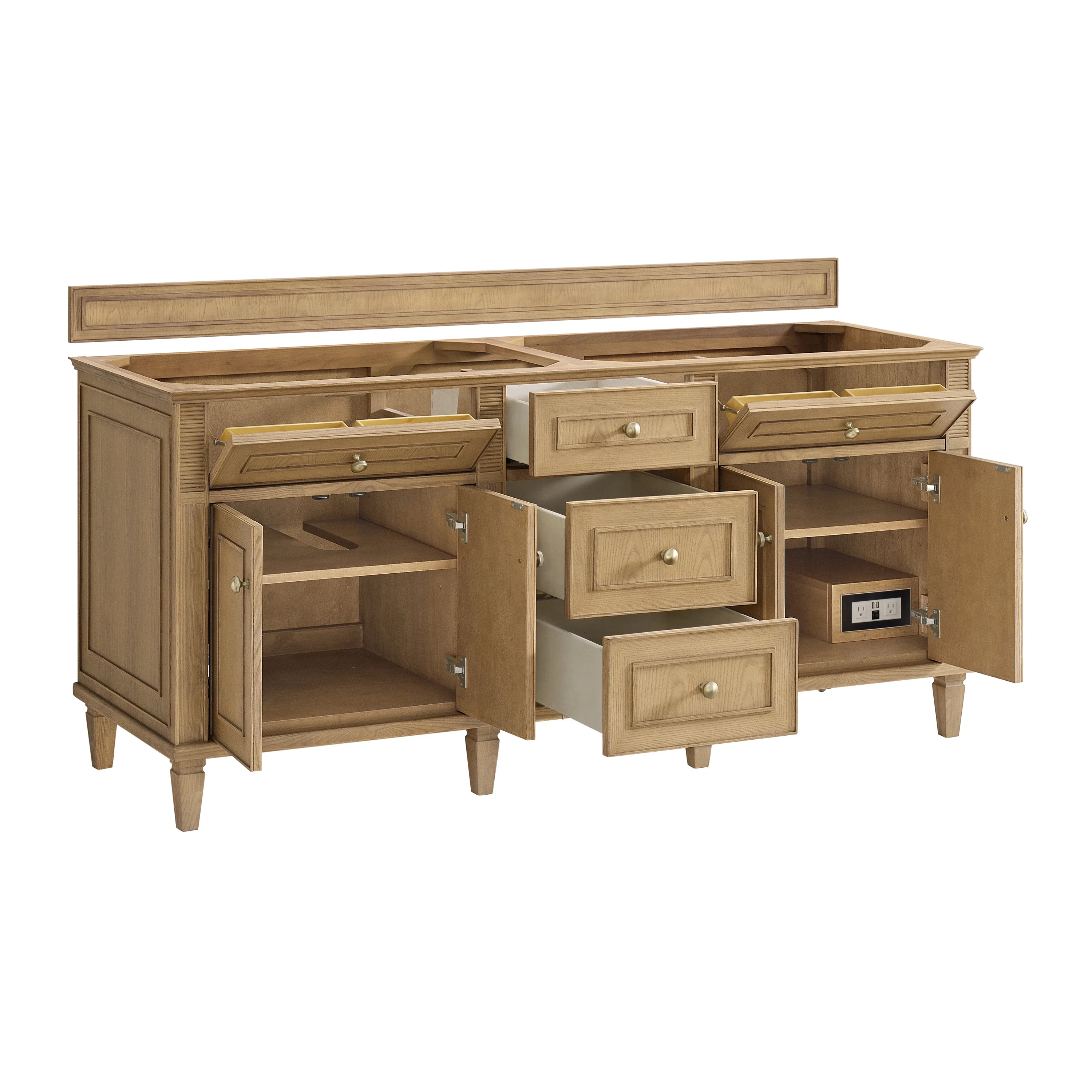 Lorelai 72" Double Vanity, Light Natural Oak, w/ 3 CM Siberian Silestone Top