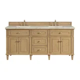 Lorelai 72" Double Vanity, Light Natural Oak, w/ 3 CM Tajnar Eclos Top