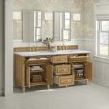 Lorelai 72" Double Vanity, Light Natural Oak w/ 3 CM White Zeus Silestone Top