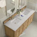Lorelai 72" Double Vanity, Light Natural Oak w/ 3 CM Eternal Jasmine Pearl Silestone Top w/FreePower Wireless Charger