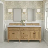 Lorelai 72" Double Vanity, Light Natural Oak w/ 3 CM Eternal Jasmine Pearl Silestone Top w/FreePower Wireless Charger
