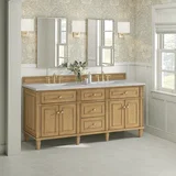 Lorelai 72" Double Vanity, Light Natural Oak w/ 3 CM Eternal Jasmine Pearl Silestone Top w/FreePower Wireless Charger