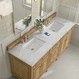 Lorelai 72" Double Vanity, Light Natural Oak w/ 3 CM Ethereal Noctis Silestone Top w/FreePower Wireless Charger