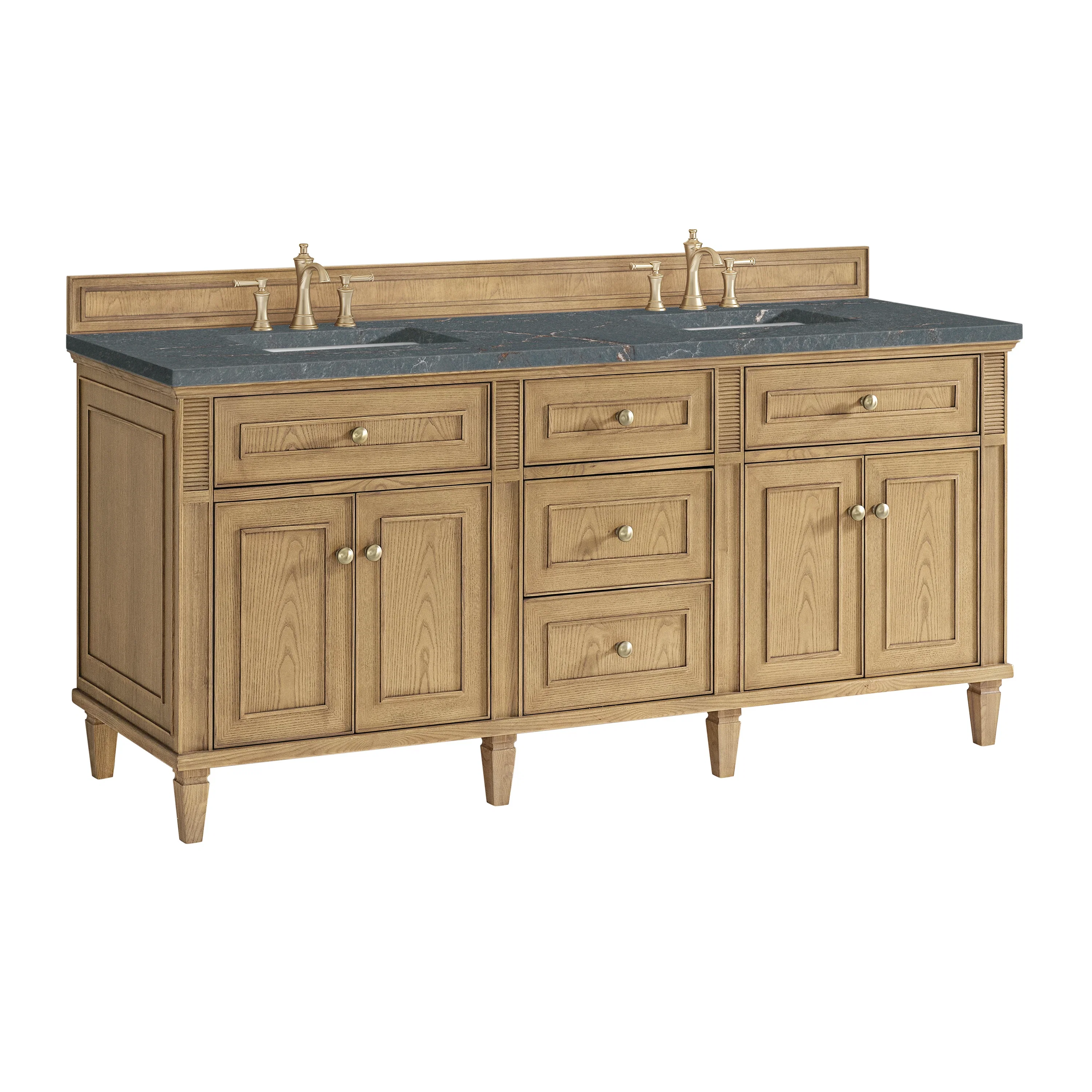 Lorelai 72" Double Vanity, Light Natural Oak w/ 3 CM Parisien Bleu Silestone Top w/FreePower Wireless Charger