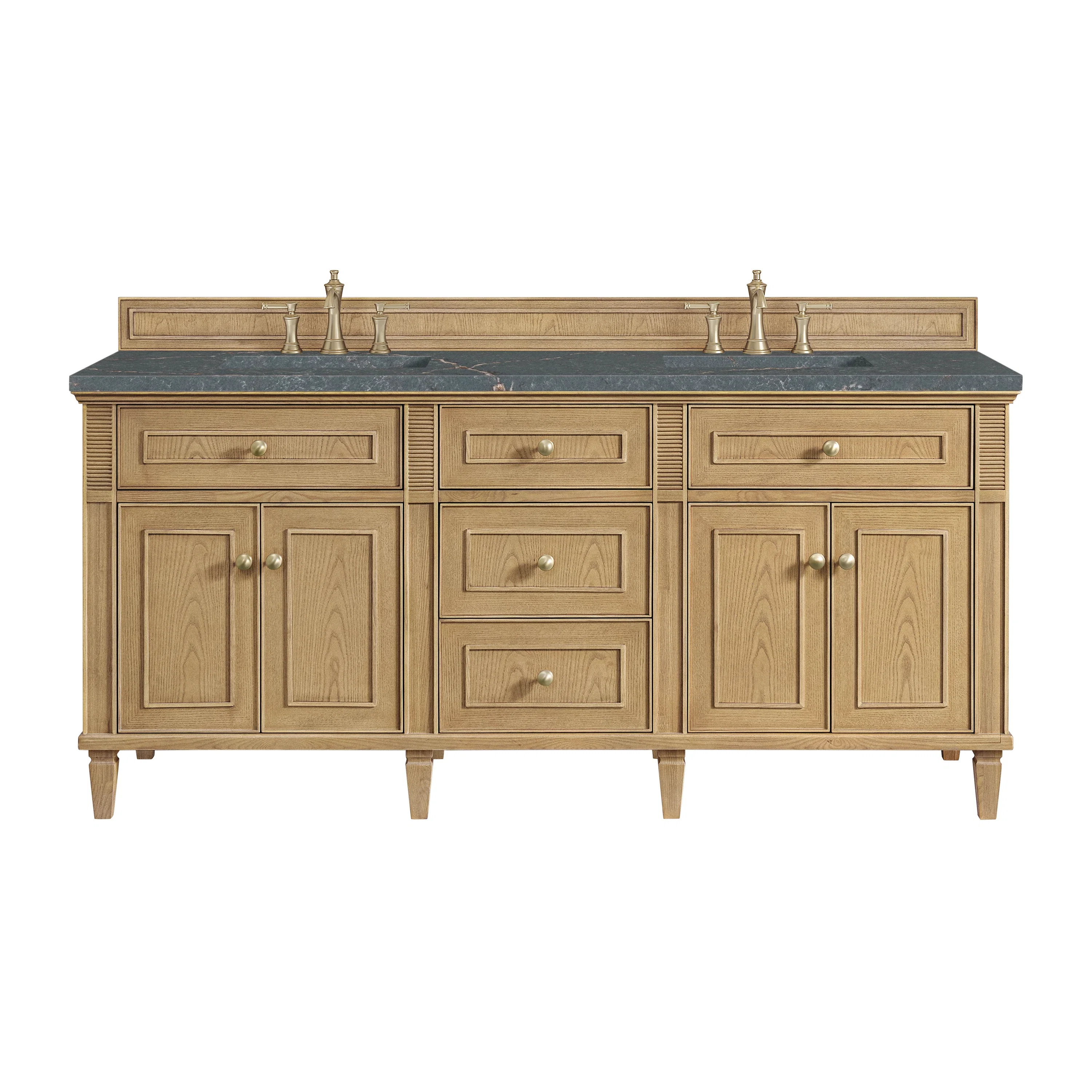 Lorelai 72" Double Vanity, Light Natural Oak w/ 3 CM Parisien Bleu Silestone Top w/FreePower Wireless Charger