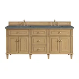 Lorelai 72" Double Vanity, Light Natural Oak w/ 3 CM Parisien Bleu Silestone Top w/FreePower Wireless Charger