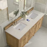 Lorelai 72" Double Vanity, Light Natural Oak, w/ 3 CM Siberian Silestone Top w/FreePower Wireless Charger