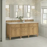 Lorelai 72" Double Vanity, Light Natural Oak, w/ 3 CM Tajnar Eclos Top w/FreePower Wireless Charger