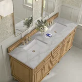 Lorelai 72" Double Vanity, Light Natural Oak w/ 3 CM Victorian Silver Silestone Top w/FreePower Wireless Charger