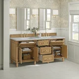Lorelai 72" Double Vanity, Light Natural Oak w/ 3 CM Victorian Silver Silestone Top w/FreePower Wireless Charger