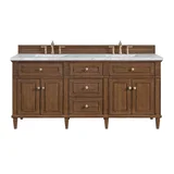 Lorelai 72"Double Vanity, Mid-Century Walnut w/ 3 CM Carrara White Marble Top
