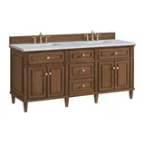Lorelai 72"Double Vanity, Mid-Century Walnut w/ 3 CM Carrara White Marble Top