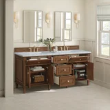 Lorelai 72"Double Vanity, Mid-Century Walnut w/ 3 CM Carrara White Marble Top