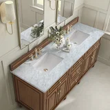 Lorelai 72"Double Vanity, Mid-Century Walnut w/ 3 CM Carrara White Marble Top