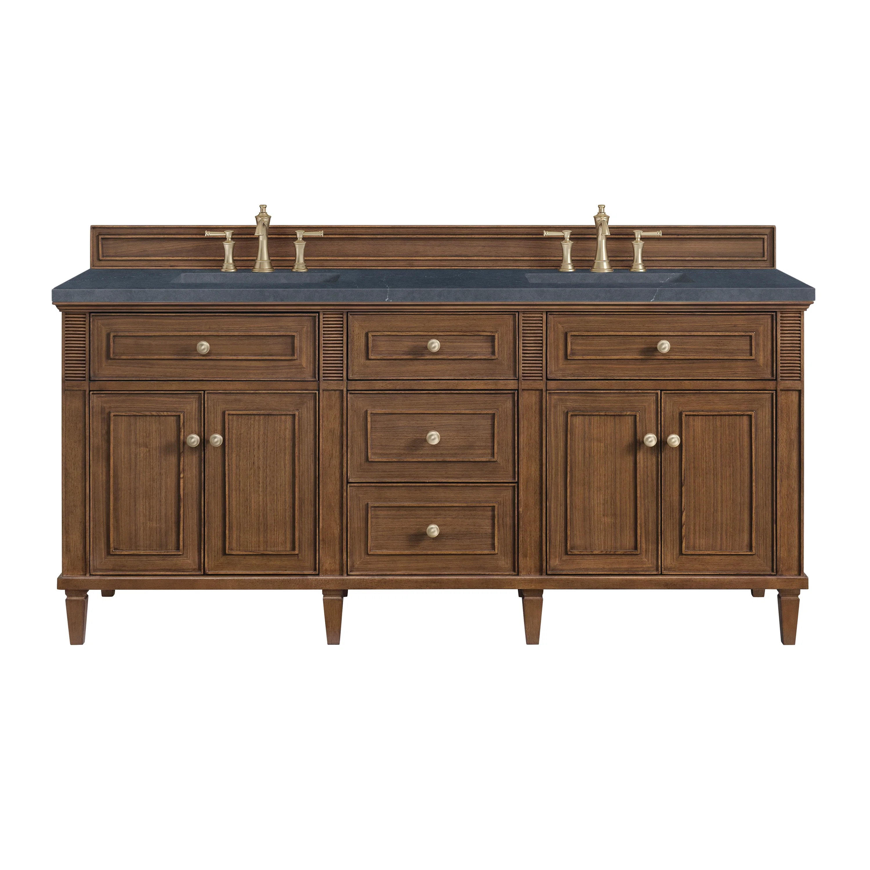 Lorelai 72"Double Vanity, Mid-Century Walnut w/ 3 CM Charcoal Soapstone Silestone Top