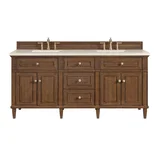 Lorelai 72" Double Vanity, Mid-Century Walnut w/ 3 CM Eternal Marfil Silestone Top