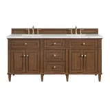 Lorelai 72"Double Vanity, Mid-Century Walnut w/ 3 CM Ethereal Noctis Silestone Top