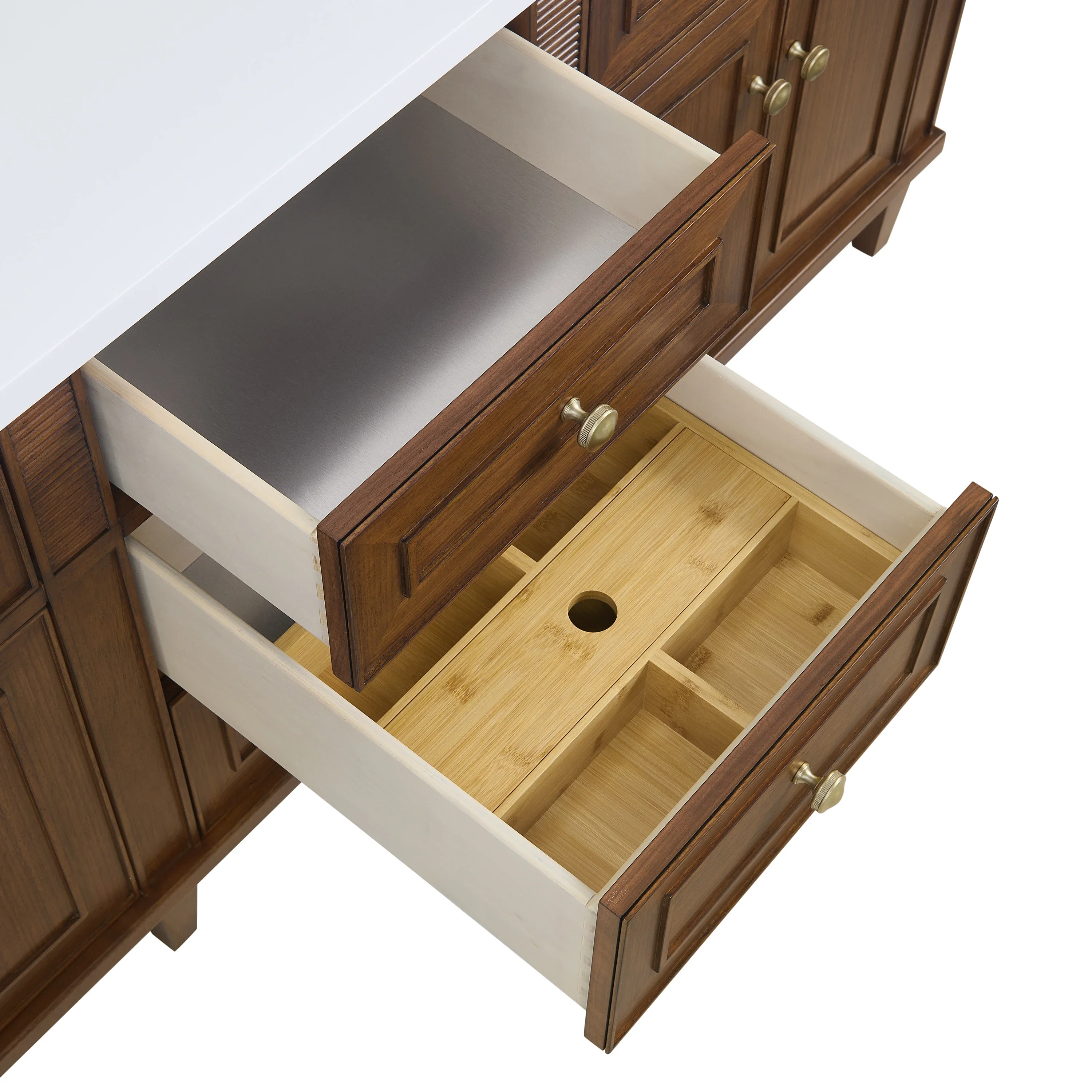 Lorelai 72"Double Vanity, Mid-Century Walnut w/ 3 CM Ethereal Noctis Silestone Top