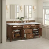 Lorelai 72"Double Vanity, Mid-Century Walnut w/ 3 CM Ethereal Noctis Silestone Top