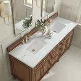 Lorelai 72"Double Vanity, Mid-Century Walnut w/ 3 CM Ethereal Noctis Silestone Top
