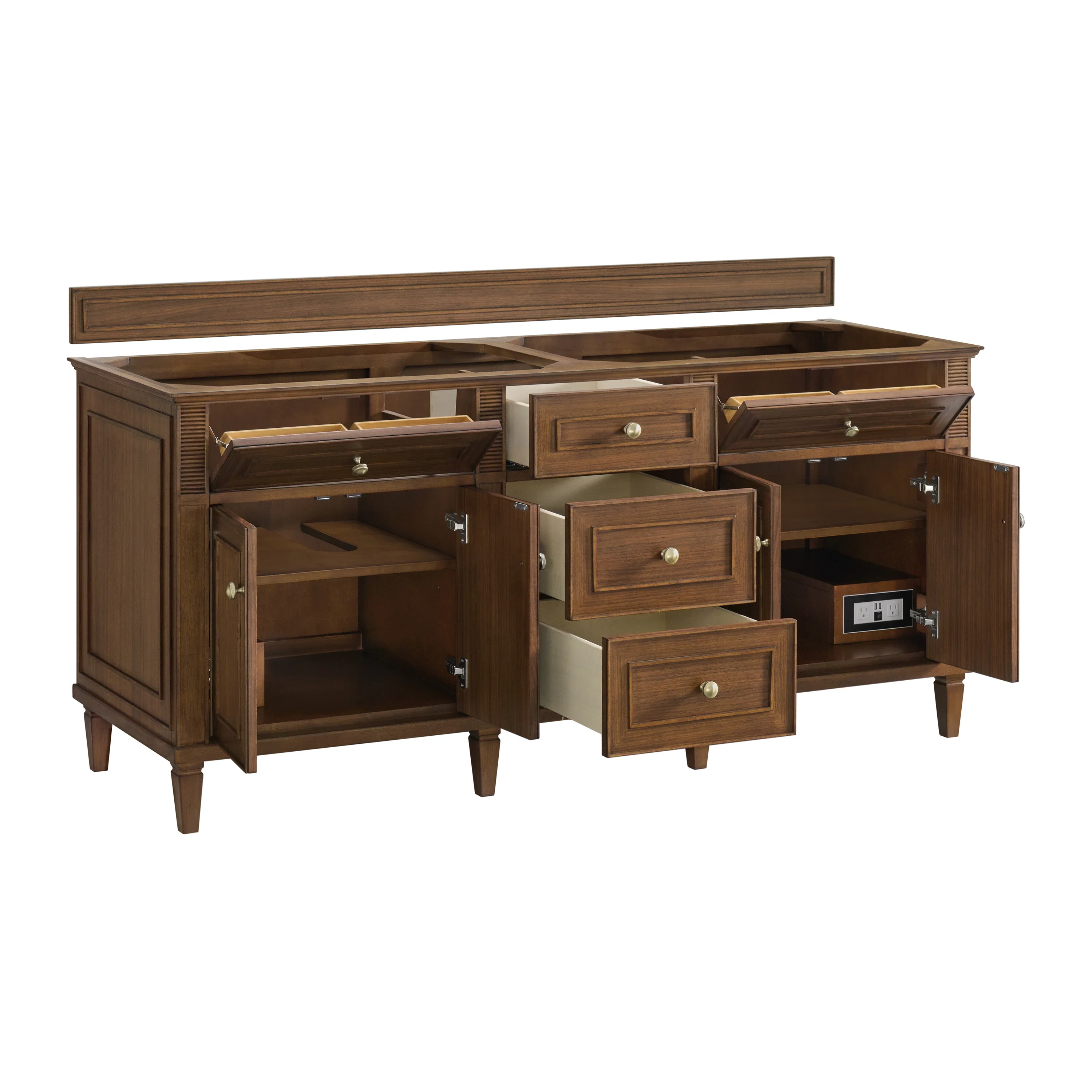 Lorelai 72"Double Vanity, Mid-Century Walnut w/ 3 CM Ethereal Noctis Silestone Top