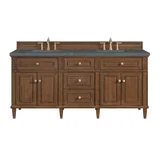 Lorelai 72"Double Vanity, Mid-Century Walnut w/ 3 CM Parisien Bleu Silestone Top