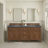 Lorelai 72"Double Vanity, Mid-Century Walnut w/ 3 CM Parisien Bleu Silestone Top
