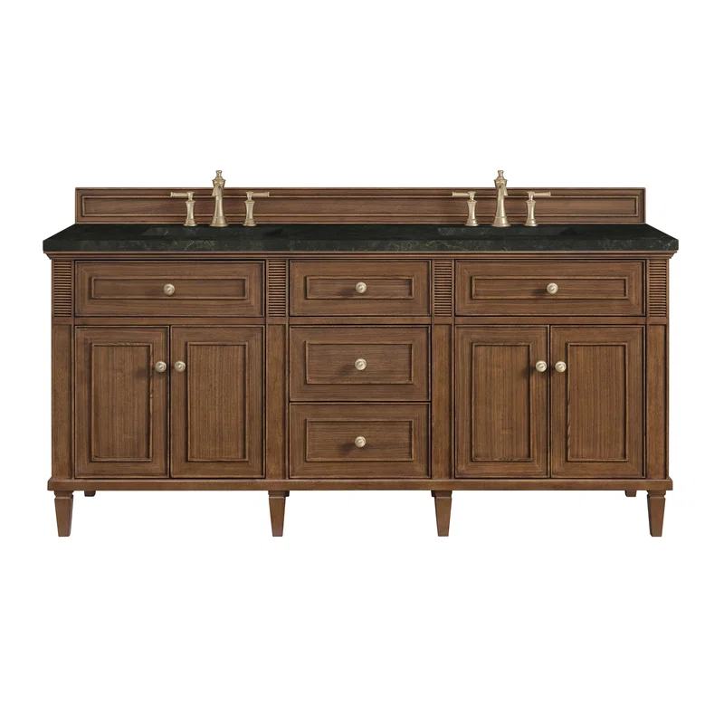 Lorelai 72" Double Vanity, Mid-Century Walnut, w/ 3 CM Phantome Eclos Top