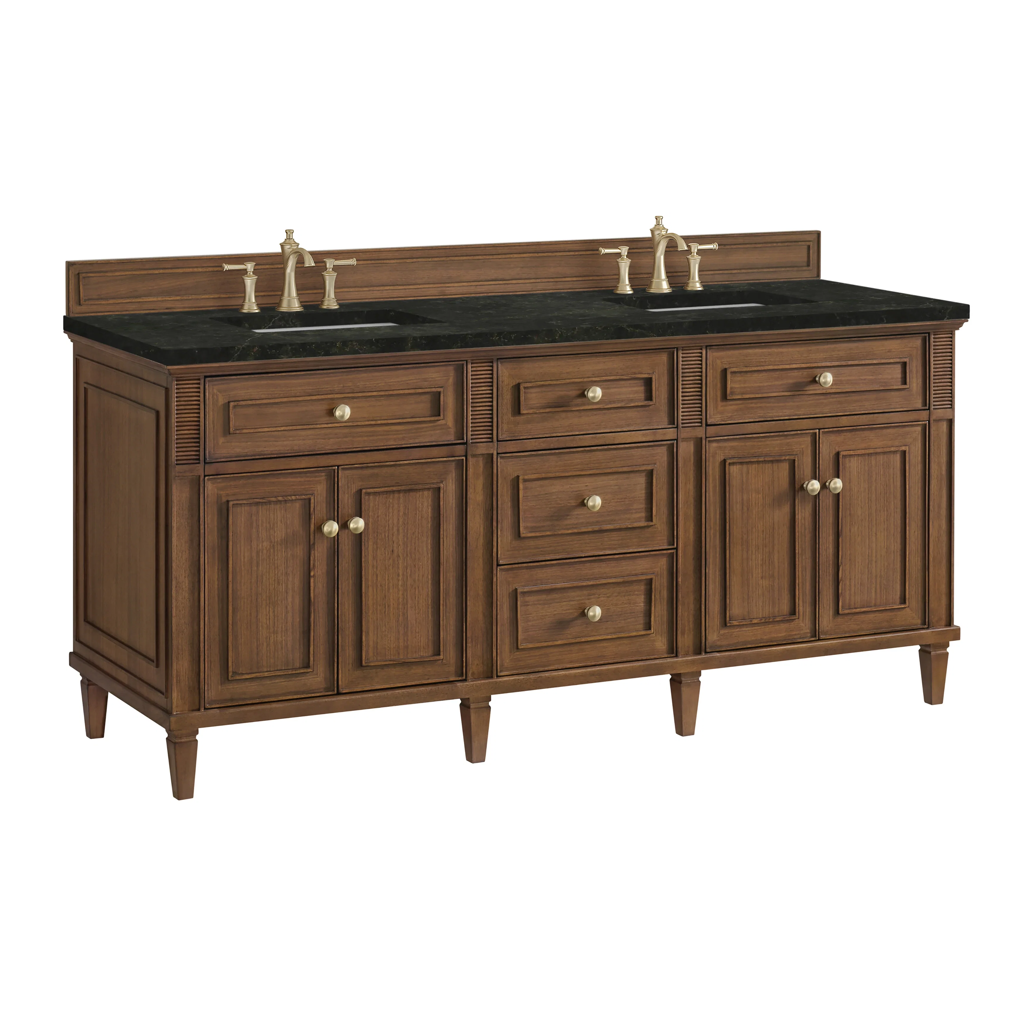 Lorelai 72" Double Vanity, Mid-Century Walnut, w/ 3 CM Phantome Eclos Top