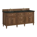 Lorelai 72" Double Vanity, Mid-Century Walnut, w/ 3 CM Phantome Eclos Top