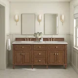 Lorelai 72" Double Vanity, Mid-Century Walnut, w/ 3 CM Siberian Silestone Top