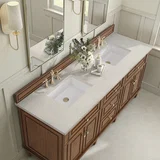 Lorelai 72" Double Vanity, Mid-Century Walnut, w/ 3 CM Siberian Silestone Top