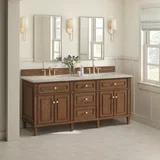 Lorelai 72" Double Vanity, Mid-Century Walnut, w/ 3 CM Tajnar Eclos Top