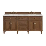 Lorelai 72"Double Vanity, Mid-Century Walnut w/ 3 CM Victorian Silver Silestone Top