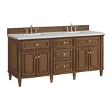 Lorelai 72"Double Vanity, Mid-Century Walnut w/ 3 CM Victorian Silver Silestone Top