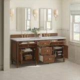 Lorelai 72"Double Vanity, Mid-Century Walnut w/ 3 CM Victorian Silver Silestone Top