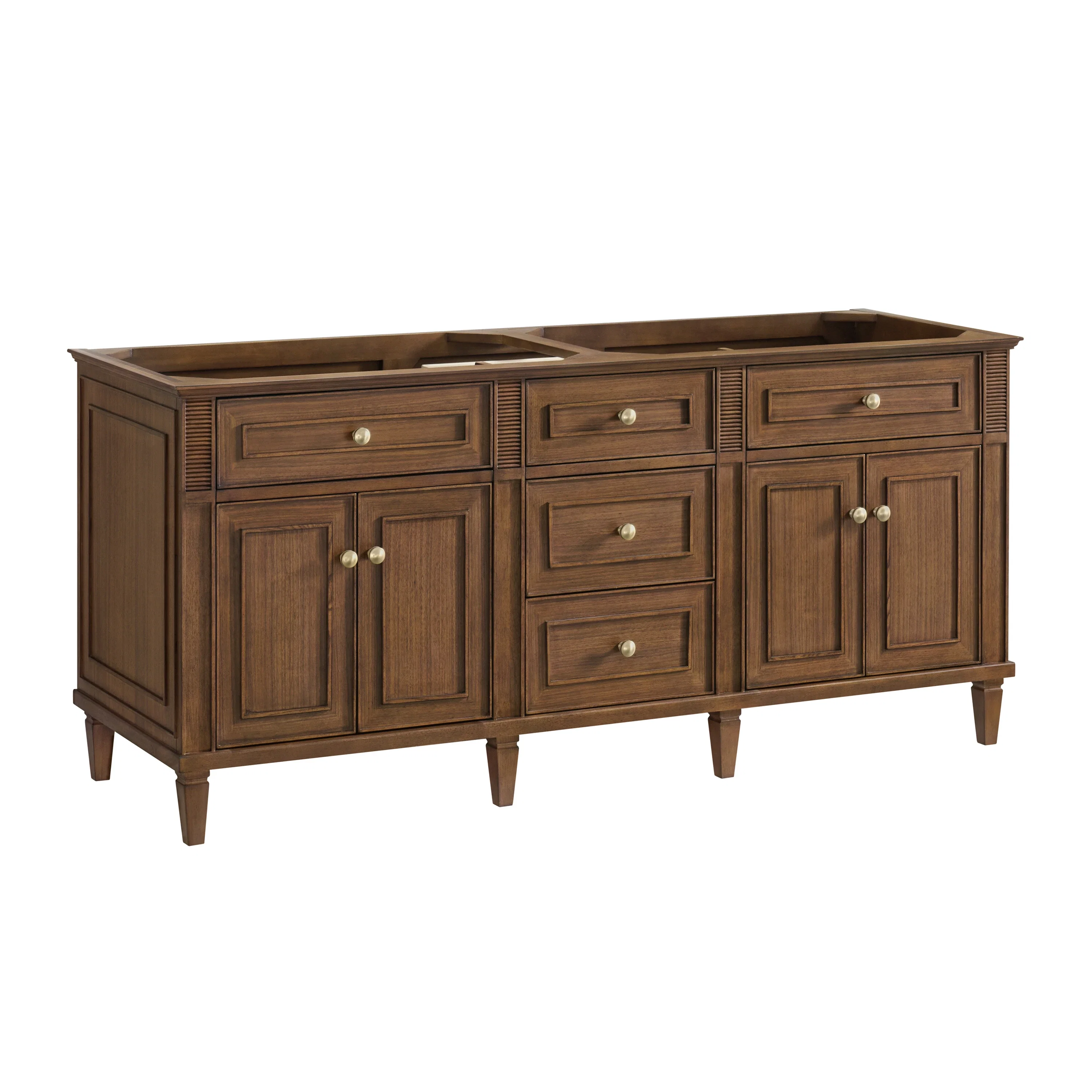 Lorelai 72"Double Vanity, Mid-Century Walnut w/ 3 CM White Zeus Silestone Top