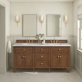 Lorelai 72"Double Vanity, Mid-Century Walnut w/ 3 CM White Zeus Silestone Top