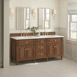 Lorelai 72"Double Vanity, Mid-Century Walnut w/ 3 CM White Zeus Silestone Top