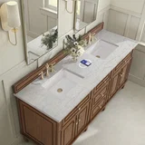 Lorelai 72"Double Vanity, Mid-Century Walnut w/ 3 CM Eternal Jasmine Pearl Silestone Top w/FreePower Wireless Charger