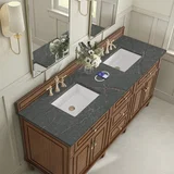Lorelai 72"Double Vanity, Mid-Century Walnut w/ 3 CM Parisien Bleu Silestone Top w/FreePower Wireless Charger