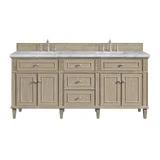 Lorelai 72" Double Vanity, Whitewashed Oak w/ 3 CM Carrara White Marble Top