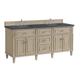 Lorelai 72" Double Vanity, Whitewashed Oak w/ 3 CM Charcoal Soapstone Silestone Top