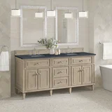 Lorelai 72" Double Vanity, Whitewashed Oak w/ 3 CM Charcoal Soapstone Silestone Top