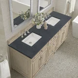 Lorelai 72" Double Vanity, Whitewashed Oak w/ 3 CM Charcoal Soapstone Silestone Top